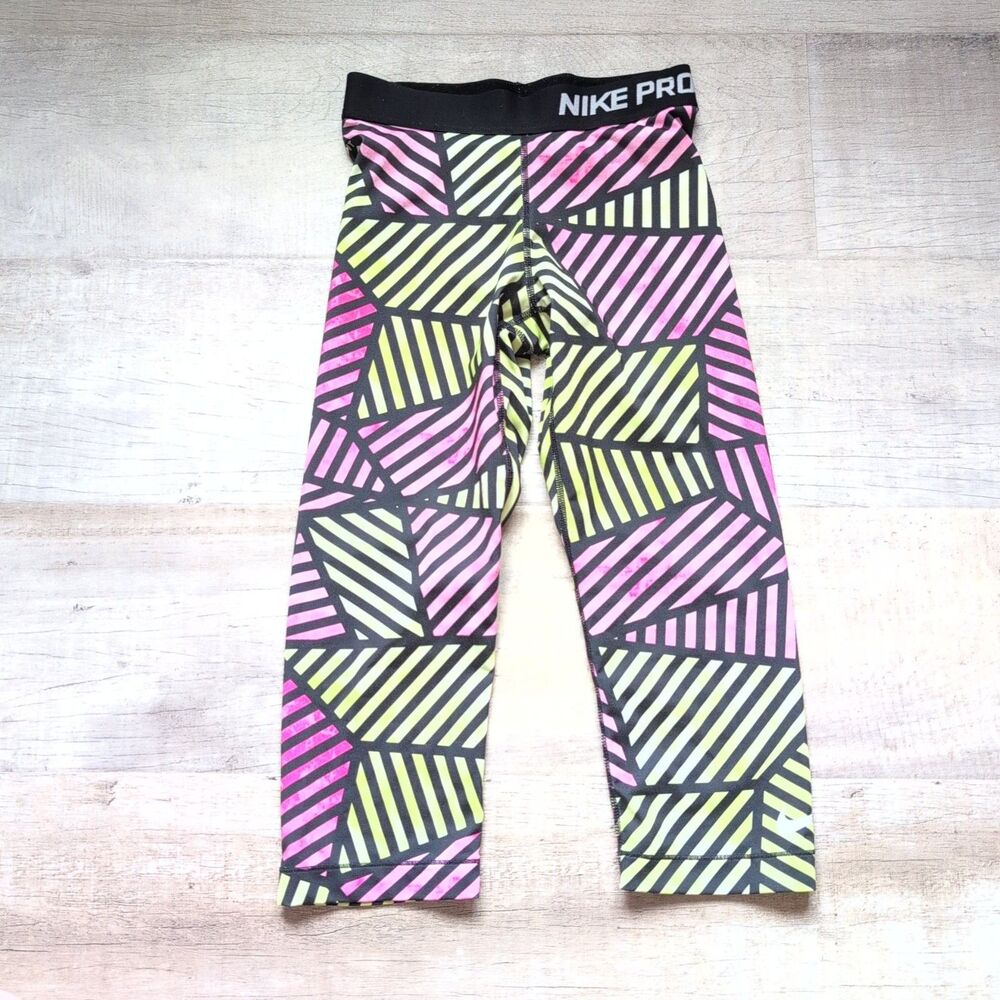 NIKE PRO Women's Sz XS Multi-Color Crops Leggings - EXCELLENT
